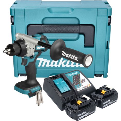 Taladro atornillador a batería Makita DDF 492 RMJ 18 V 141 Nm sin escobillas + 2 baterías de 4,0 Ah + cargador + Makpac