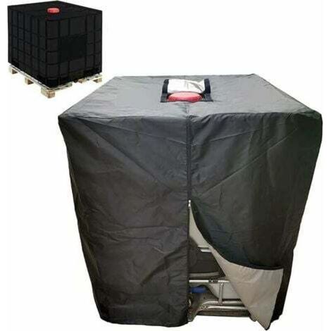 Bâche Réservoir d'eau 1000 L Couverture Container Citerne Eau Pluie avec Fermeture éclair Coupe-Vent Anti-UV Résistant à la Déchirure