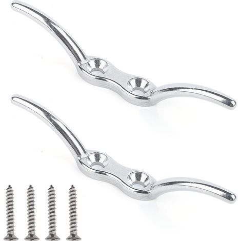 Set aus 2 silbernen, gusseisernen 15 cm (6 Zoll) langen Fahnenstangenhaken für Fahnenseile (1/2)