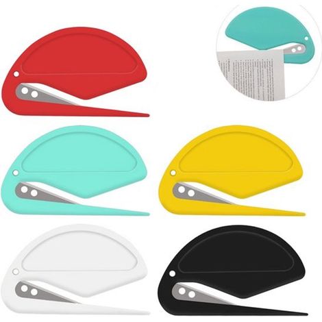 Ouvre-lettres - Lot de 5 - Coupe-carton - Ouvre-colis - Couteau de découpe - Ouvre-lettres - Couteau à carton - Ouvre-lettres - Plastique avec lame tranchante - Ouvre-boîte - Ouvre-colis - Couteau à c (1/5)