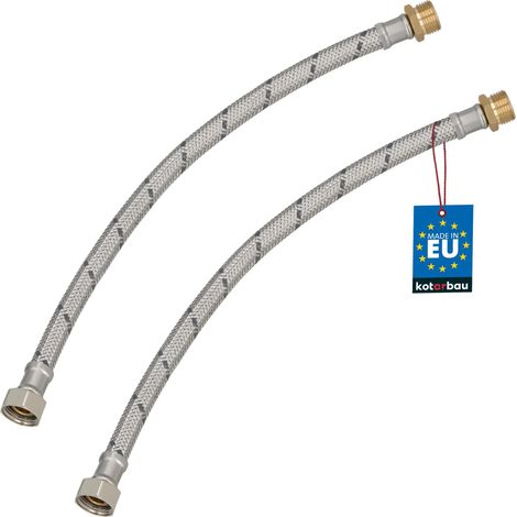 KOTARBAU® Lot de 2 Flexible Robinet 3/8" x 3/8" - Flexible Eau - Tuyau Robinet 40 cm - Mâle x Femelle - Rallonge Robinet Cuisine Flexible - Acier Inoxydable - Tuyau Flexible Plomberie (1/4)