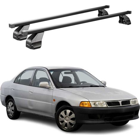 OMAC Dachträger Querträger Stahl für Mitsubishi Lancer 1995-2000 – Abschließbar – City-Crash-getestet – DIN 75302:2019 – ISO/PAS 11154:2006 – Max. 75 kg Schwarz (1/5)