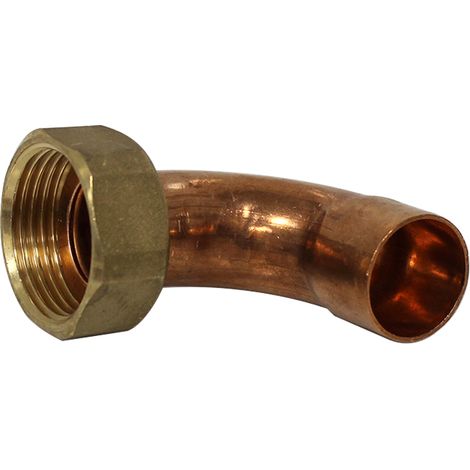 Douille cuivre coudé avec écrou à souder - F 1' - diamètre 22 mm (1/4)