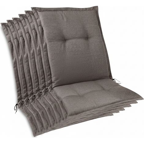 6er Set Premium Gartenstuhlauflage Niedriglehner 105x50x7cm Taupe