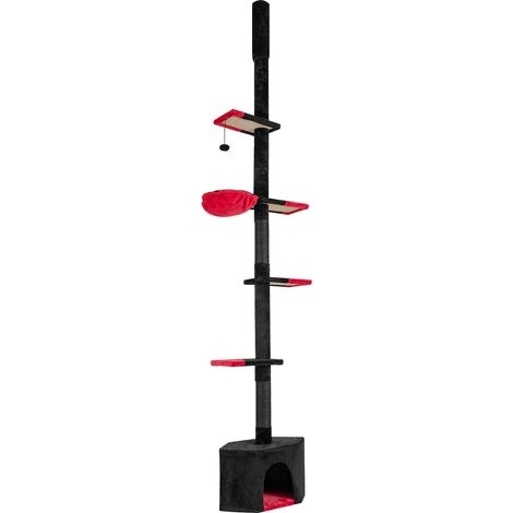 Árbol para gatos ajustable de suelo a techo, 5 niveles, color negro