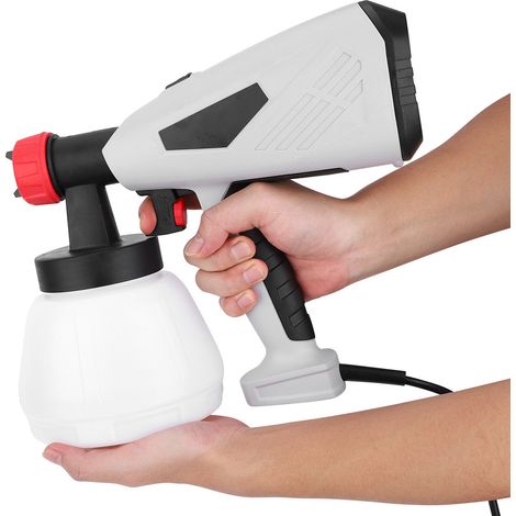 Pistolet à peinture électrique 1300 ml, détachable avec pot en plastique, buses en laiton 0,5/1,3/1,8 mm, prise UE 220-240 V (1/5)