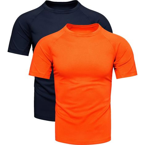 Herren-T-Shirt-Doppelpack in Marineblau und Orange – Größe L