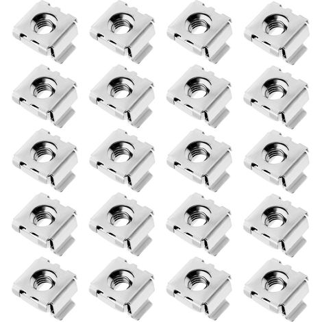 Lot de 20 écrous cage M5 en acier inoxydable 304 pour armoires réseau, armoires de serveur, boîtiers électroniques, racks Argenté (1/5)