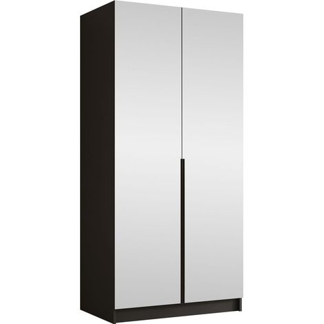 Armario Closico Staton III, Negro, 215x100x58cm, Puertas de armario: Con bisagras, Número de estantes: 0