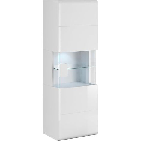 Vitrine murale 1 porte avec LED Jules Blanc (1/5)