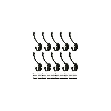 Patère Porte Manteau Mural Crochets Chapeau Crochets Muraux Robustes Avec Vis En Métal, Pour Cuisine Salle De Bains Chambre D'essayage (Noir 10 Pcs) (1/5)