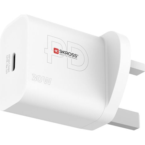 Cargador de viaje Reino Unido, etc. USB-C PD 30W sin conexión a tierra