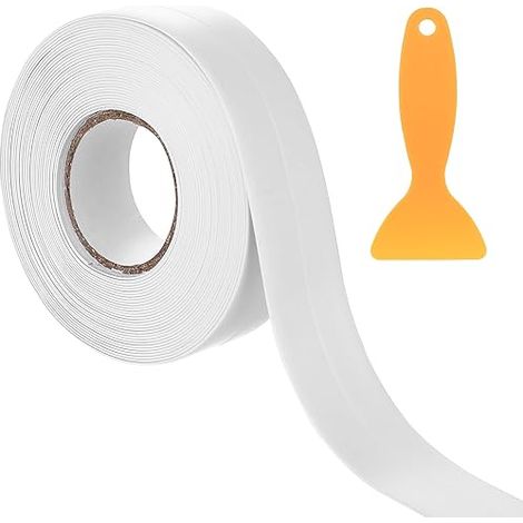 Plinthe Souple Autoadhésive, Plinthe PVC Blanche 2x2cm 10m, Baguette de Finition PVC, Plinthes autocollantes, bandes adhésives salles de bains, plans de travail cuisine (1/5)