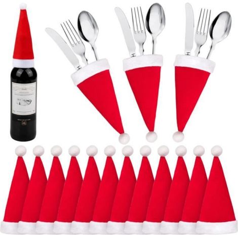 Porte Couverts Noël, Range Couverts Noël, Deco Table de Noël, Titulaires Vacances Père Noël Couverts Titulaire de Noël Fourchette (1/4)