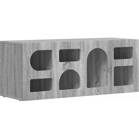 Moderno mobile TV rettangolare con pratico spazio portaoggetti 100 x 35 x 40 cm in legno ingegnerizzato grigio sonoma 020054761