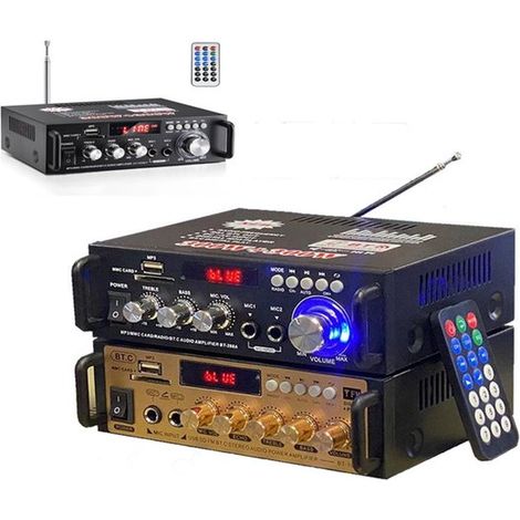 Récepteur stéréo Bluetooth doré - amplificateur audio domestique - système home cinéma haute fidélité - amplificateur de haut-parleurs 2 canaux - écran LCD (1/5)