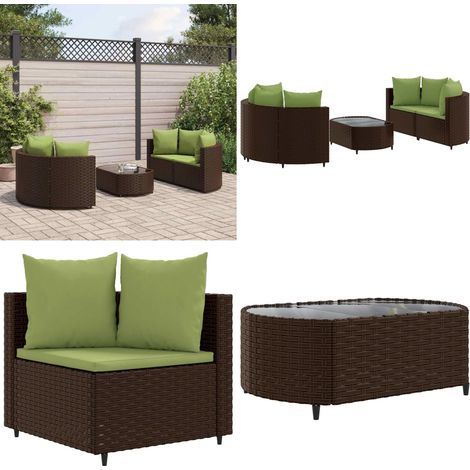 5-tlg. Garten-Sofagarnitur mit Kissen Braun Poly Rattan - Gartenmöbel - Lounge Set - Esszimmergarnitur - Rattan Möbel - Gartenlounge - Home & Living (1/5)