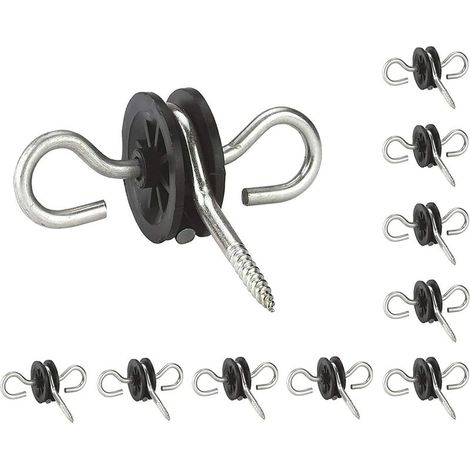 10x Elektrozaun-Isolatoren, Hochleistungs-Isolatoren aus verzinktem Doppelhaken für Elektrozaun-Torgriffe an Weidezäunen, Field Guardian 667102 (1/3)