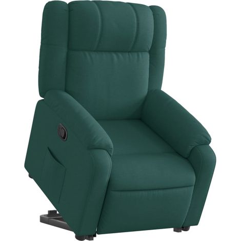Poltrona relax porta TV rivestimento confortevole sollevamento elettrico in tessuto verde scuro DEC028212
