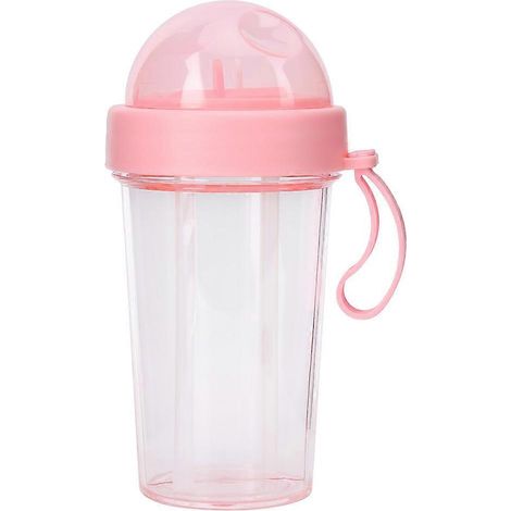 Gourde portable grande capacité avec double paille, étanche, idéale pour les couples, le sport et les étudiants.