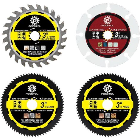 Trennscheibe 75mm 10mm 4 Stück Holz Metall TCT+Holz+HSS Trennscheibe (1/5)
