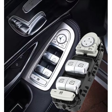 2139050000 is a push-button switch for the driver's side window regulator in a Mercedes-Benz C-Class car. (1/4)