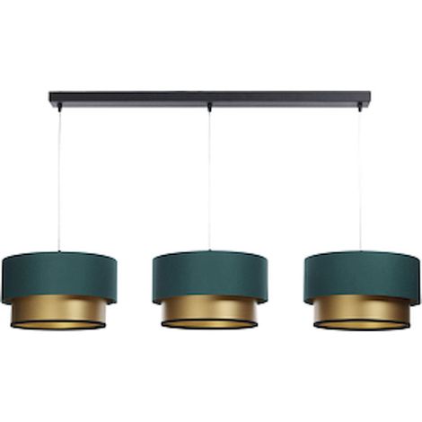 Suspension satin vert bouteille intérieur doré effet lumineux - Vert bouteille satiné intérieur doré (1/5)