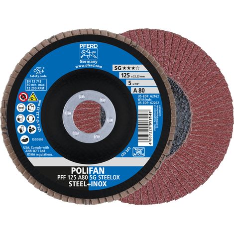 Fächerschleifscheibe A 80SG gerade 125mm K80 Pferd (1/5)