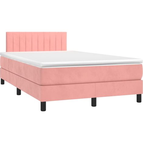 vidaXL Sommier à lattes de lit avec matelas Rose 120x200 cm Velours