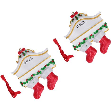 Set aus 2 Mini-Weihnachtsbaumanhängern aus Kunstharz, Dekorationen für festliche Weihnachtsbäume. (1/5)