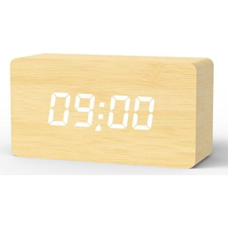 Réveil Numérique, Réveil Matin LED Horloge Numérique avec 3 Alarmes, Luminosité et Volume Réglables, Snooze, Mode Week-End, Horloge Digitale Alimenté par USB【Bois Clair】-Nazalus (1/5)