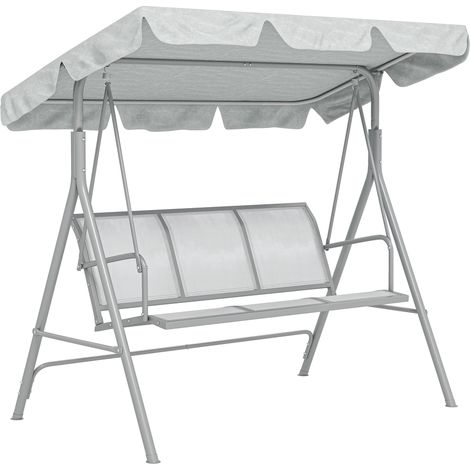 Balancelle Lacchiarella 3 Places Confort Ergonomique Toit Réglable Gris Clair (1/5)