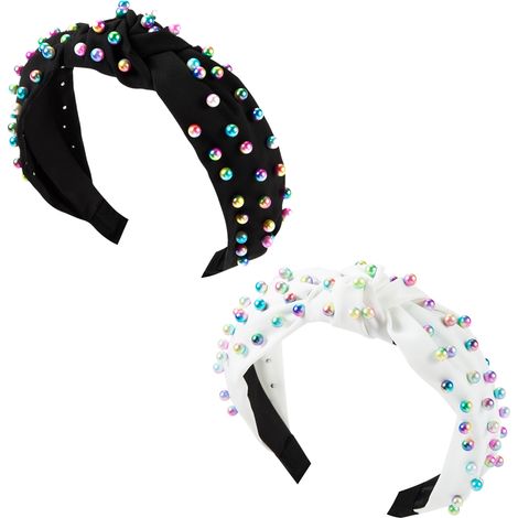 Bandana À Nœud Haut - Bandeau À Perles Faux - Pour Femme Et Adolescentes - 3,3 cm De Largeur - 1 Pièce (1/5)