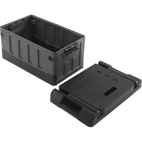 2-in-1 Faltbarer Autokofferraum mit Sitz, zusammenklappbare Aufbewahrungsbox, Mattschwarz, für Zuhause, Reisen, Angeln und Camping (1/5)