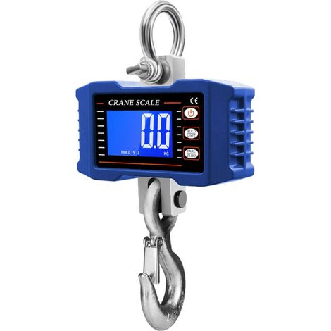 Báscula colgante digital con control remoto, 1000 kg/2204 lb, báscula de grúa portátil de alta resistencia, báscula de gancho industrial con retroiluminación LCD, cambio de unidad/retención de datos