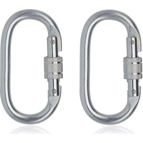 Hochleistungs-Kletterkarabiner mit Clip (25 kN = 5600 lb), Haken mit vielseitigem Schraubverschluss zum Klettern, für Rigging, Seile, Hängematten (O-Form, 2er-Packung)