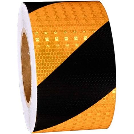 Flatterband Gelb Schwarz Reflektorband Selbstklebend Klebeband Schwarz Gelb Reflektierende Aufkleber Nacht Reflektorband Warnmarkierung Sicherheit,5 cm x 15 m