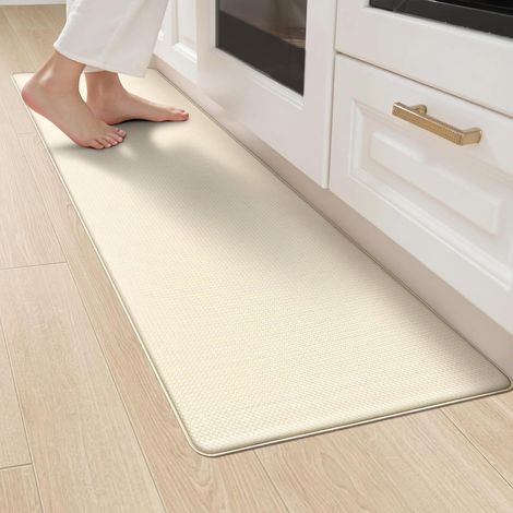 1 Tapis Cuisine 44x150cm, Antidérapant, Imperméable, Vinyle, Beige, Devant Évier