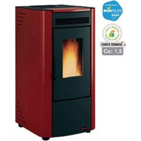 1PZ STUFA A PELLET KETTY EVO 2.0 6,5 KW BORDEAUX (CONTO TERMICO) - misure cm.45,6x47,9x88,4h. - peso Kg.77