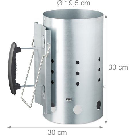Ciminiera di accensione XL per barbecue rapida facile da usare 30 x 30 x 50 cm in metallo nero 130003820