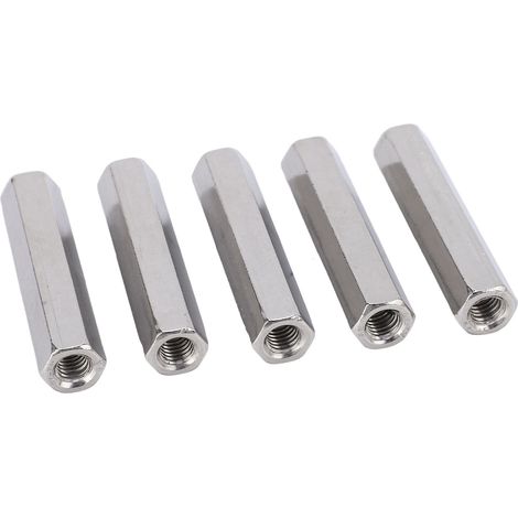 Lot de 5 écrous de raccordement hexagonaux en acier inoxydable M8 pour boulons à tige filetée, couleur argent (1/5)