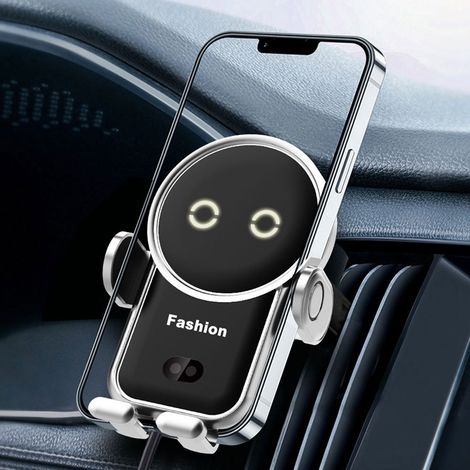 New Car Wireless Charging Phone Holder 15W Fast Charging Car Vent Automatic Sensor Opening and Closing Navigation Mount - Silver (with Suction Cup Mount) + Large Set (1/3)