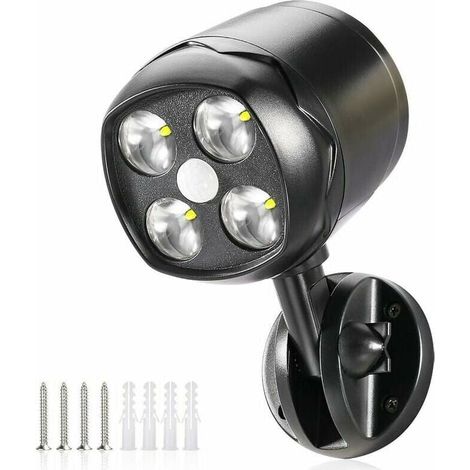 Bewegungsmelderleuchte für den Außenbereich, IP65 wasserdichter LED-Strahler, batteriebetrieben, 600 lm, flexible Bewegungsmelderleuchte mit Batterie für Garten, Weg, Terrasse, Eingang (1/4)