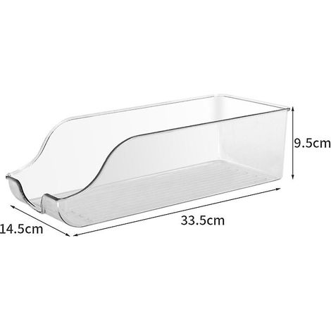 Bac de rangement transparent en plastique pour réfrigérateur et placard, sans couvercle - Petit modèle (1/4)