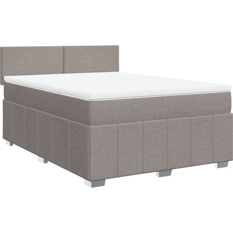 Maison Exclusive - Sommier à lattes de lit avec matelas Taupe 160x200 cm Tissu (1/5)