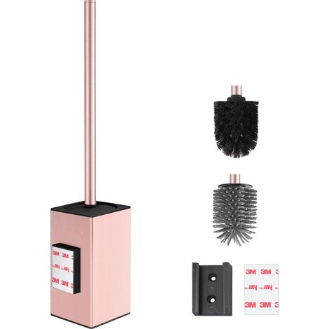 Brosse WC Murale, Porte-Brosse Toilettes WC Métallique Antirouille et Design Moderne, Porte-Brosse WC avec Gobelet Intérieur Amovible (Or rosé) (1/5)