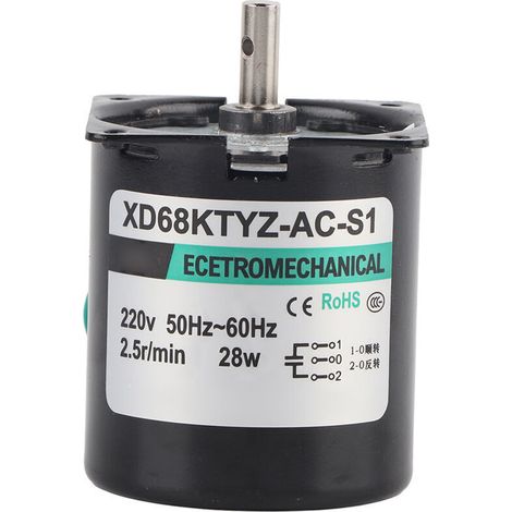 XD68KTYZACS1 AC220V 28W Moteur à engrenages synchrone à aimant permanent CW/CCW 2,5 r min (1/4)