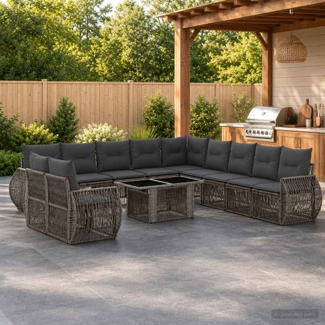 Set Divano da Giardino 12 pz Grigio e Grigio Scuro polyrattan vidaXL (1/5)