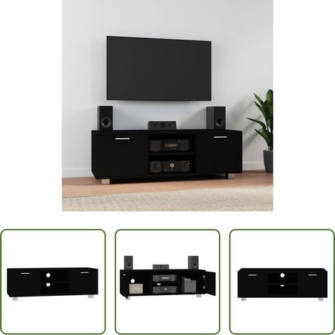 Rangement tv - Meuble TV Noir 120x40,5x35 cm Bois d'ingénierie (1/5)