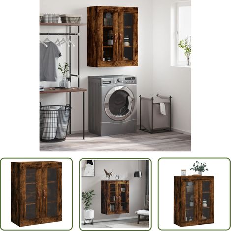 The Living Store Wandschrank Räuchereiche 69,5x34x90 cm - Sideboard - Holzschrank - Regal - Aufbewahrung - Wandschrank (1/5)